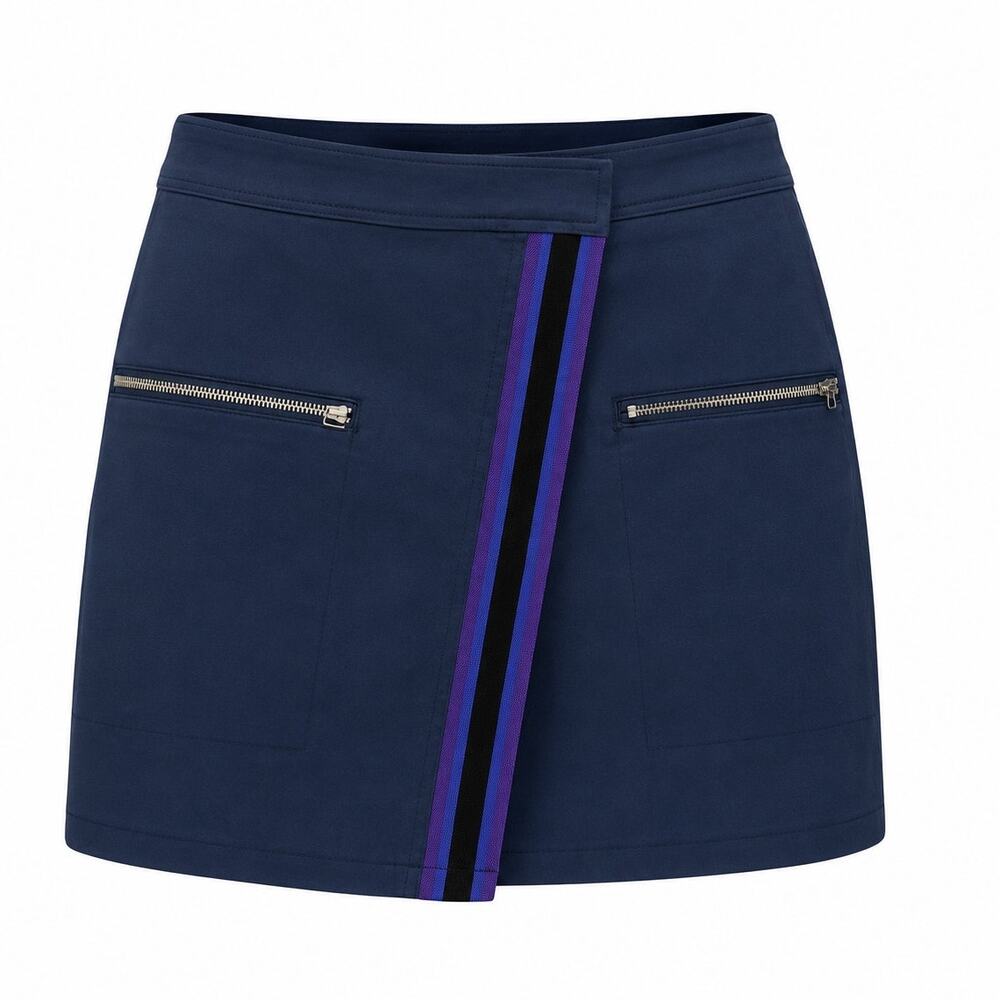 MadeMe X-Girl Workwear Wrap Mini Skirt Navy Purple Stripe NWT Womens L